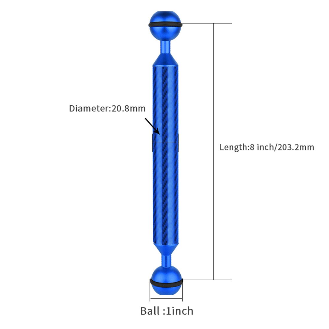 Diving Fotografia In Fibra di Carbonio Doppia Testa A Sfera Galleggiante Salvagente Braccio Della Macchina Fotografica Subacquea Kit Vassoio Ultralight 5/6/7 /8/9/10/11/12 Pollici: 8inch Blue