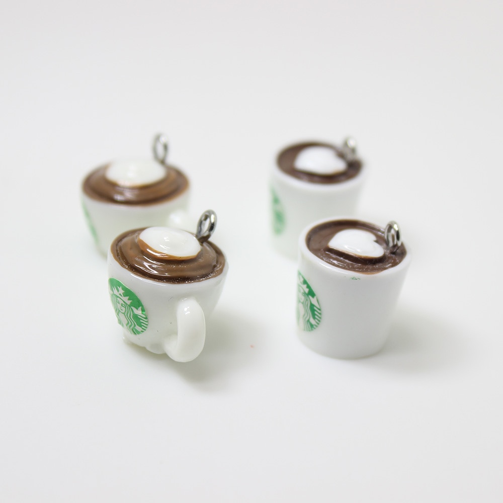 Yamily 10 stk/ harpiks mini kaffekop charme vedhæng øreringe armbånd halskæde ørering til gør-det-selv smykker tilbehør