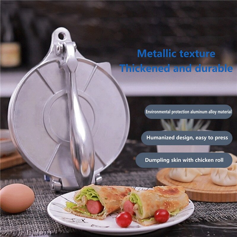 Prensa de Tortilla mexicana de aluminio y acero inoxidable, herramienta Manual multifuncional para tortillas, prensa de masa, moldea la silueta del Pie de cocina