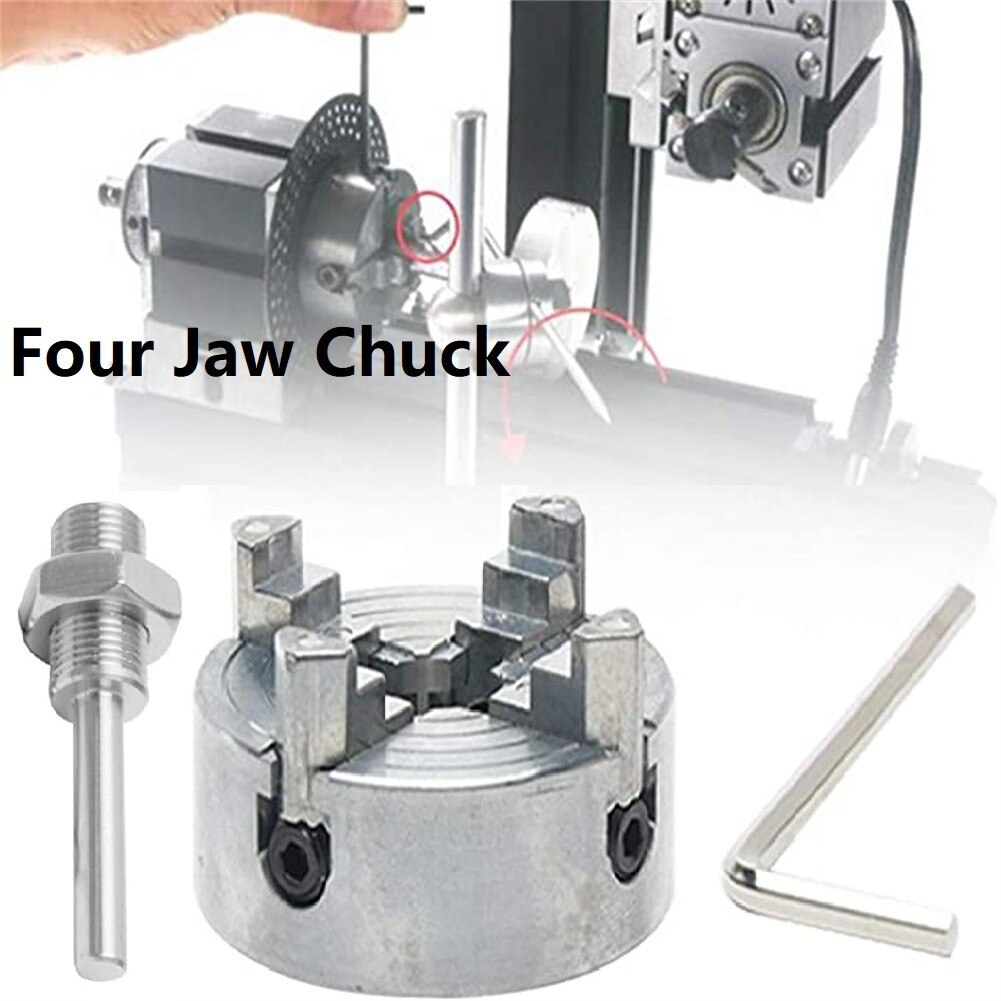 Z011 Metal 4 Jaws Manual Lathe Chuck Clamp HCS Self-Centering Mini Drill Chuck Connecting Rod With Four Jaw Chuck