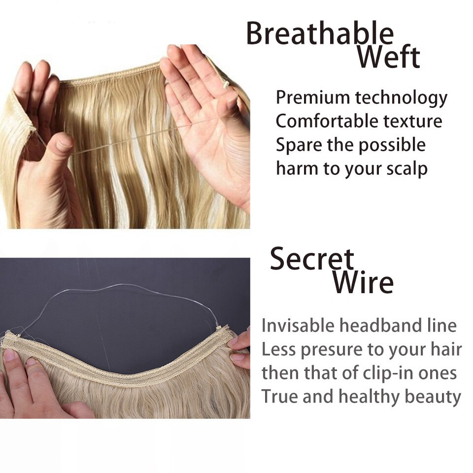 Synthetic Hair Extensions Long Straight Fish Line Hairpieces No Clips in One Piece Hair Extensions Heat Resistant Hair for Women