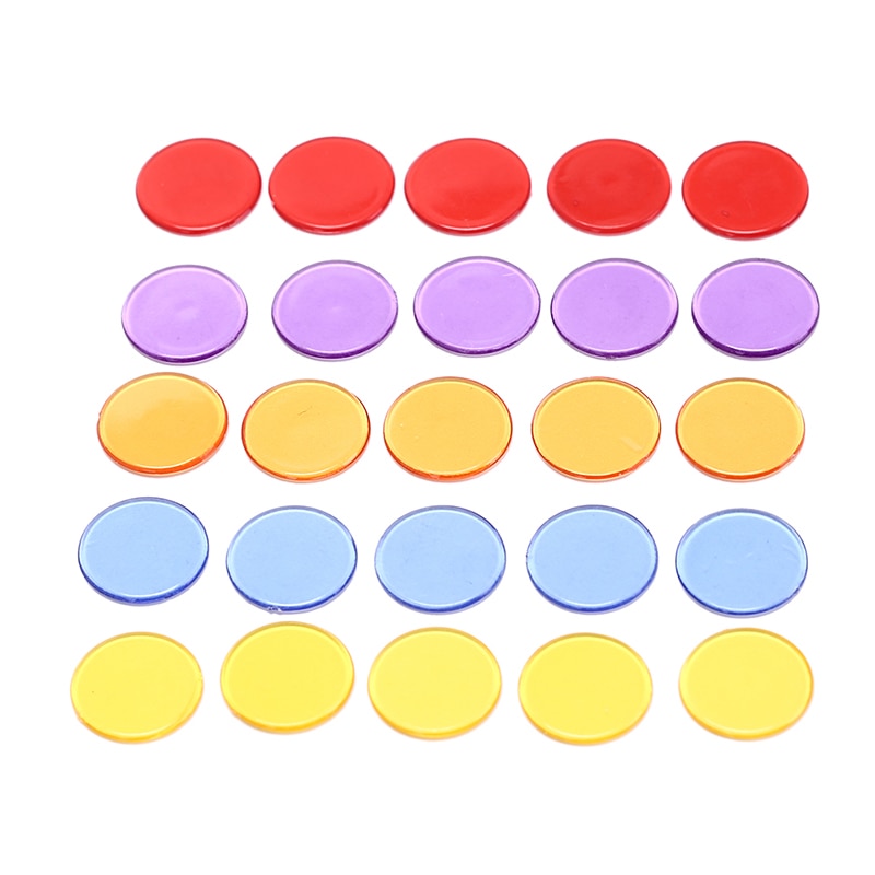 100 Stck/viel Zählen Bingo Chips Marker für Bingo Spiel Karten Kunststoff Bingo Chips 5 Farben für Höhle Unterricht und karneval Bingo Spiele