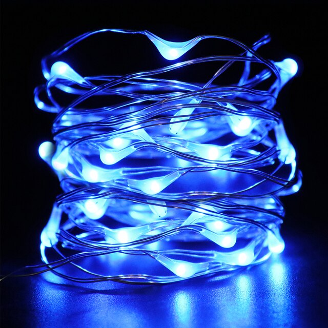 20 40Leds Kerstverlichting Battery Operated Koperdraad Led String Lights Waterdicht Voor Diy Bruiloft Slaapkamer Kerst Decor: Blauw / 350W