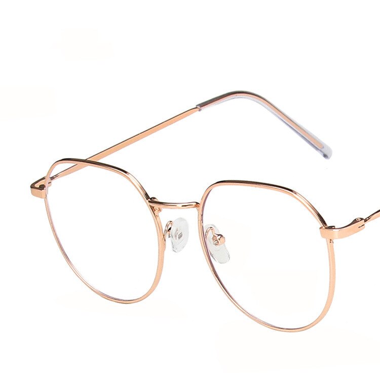 Brilmonturen Anti Blauw Licht Bril Metalen Brillen Frame Computer Bril Vrouwen Ronde Clear Lens Bril: Rose Gold
