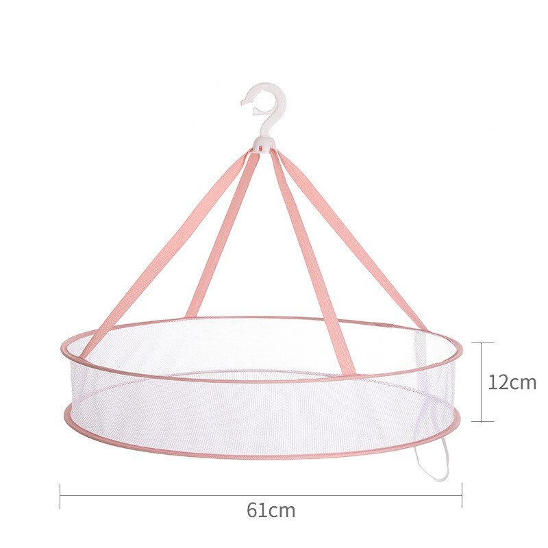 Clothes Drying Basket Household Sweater Drying Net Windproof Hanging Clothes Drying Net 3 Colors Double-layer Laundry Rack Mesh: Pink Single layer L