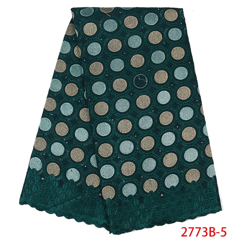 Afrikansk tør bomuldsblonderstof nigeriansk broderi blonder schweizisk voile blonder med sten til kvinder kjole  ks2773b-3