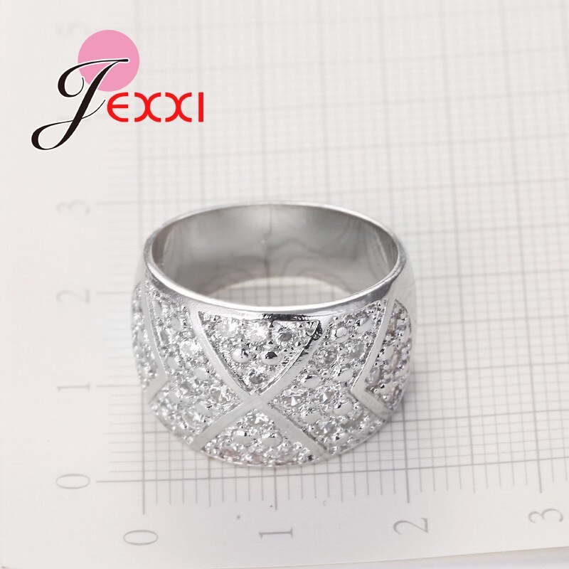 925 Sterling Silber Ehering - Damen Verlobungsring mit Strass - Geometrischer Zirkonia