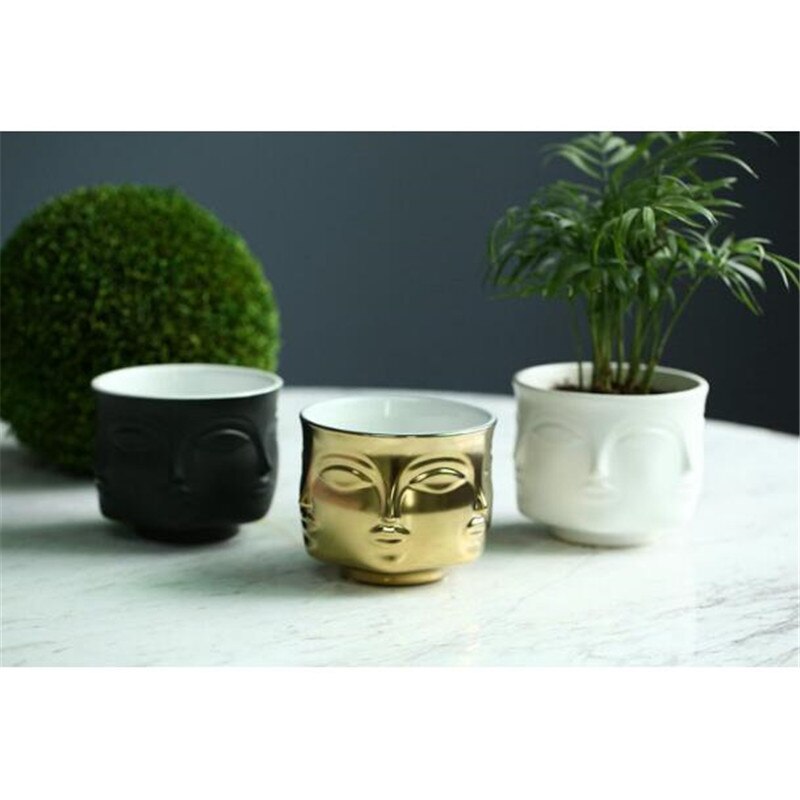 Vase à fleurs en céramique, visage d'homme, accessoires de décoration de maison, Vase moderne pour Pot de fleurs, jardinières