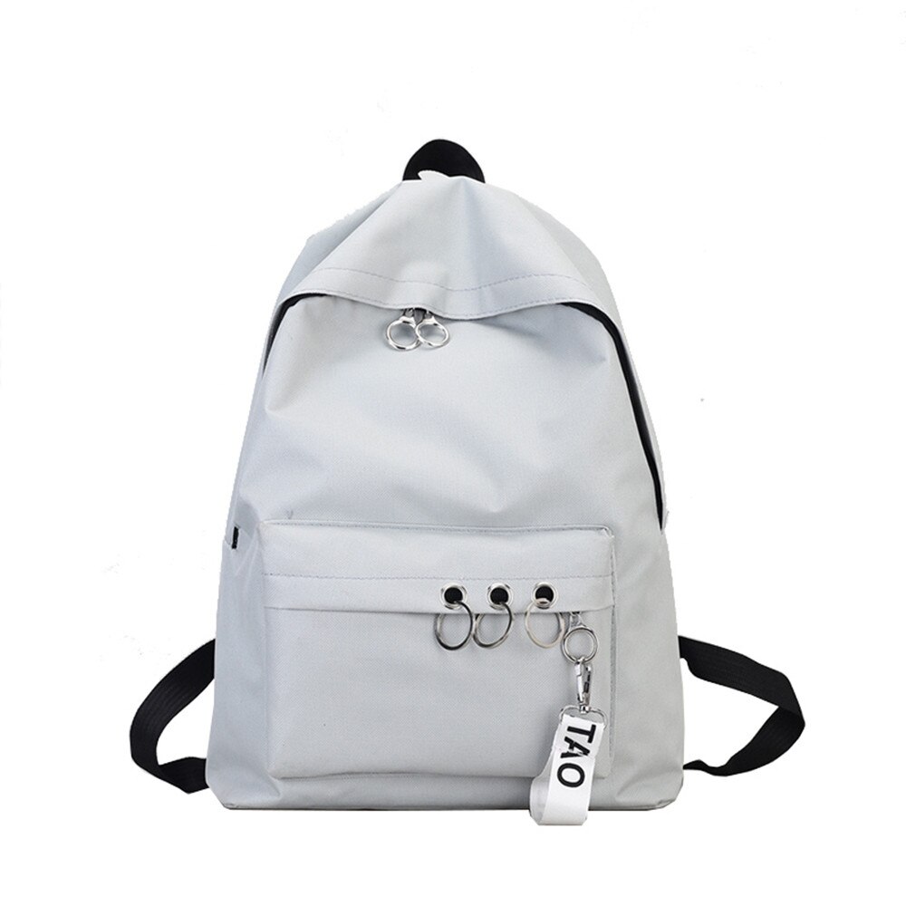 Delle donne di Nylon Dello Zaino Femminile Anello di Modo Decorazione Bookbags Spalla Della Ragazza Satchel di Viaggio Zaini Doppia Spalla di Grandi Dimensioni: Grigio