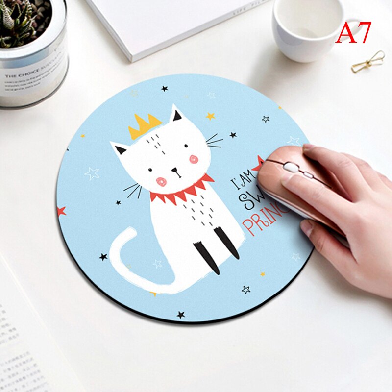 1pcs cartoon dier patroon muismat 20*3 cm ronde rubber muismat kantoor computer thuis non- slip desk pad: A7