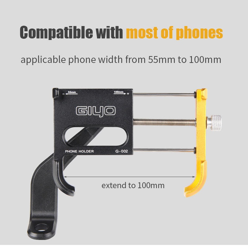Giyo Aluminium Motor Mobiele Telefoon Houder Universele 2.17-3.94 Inch Mobiele Telefoon Stand Verstelbare Motorfiets Ondersteuning