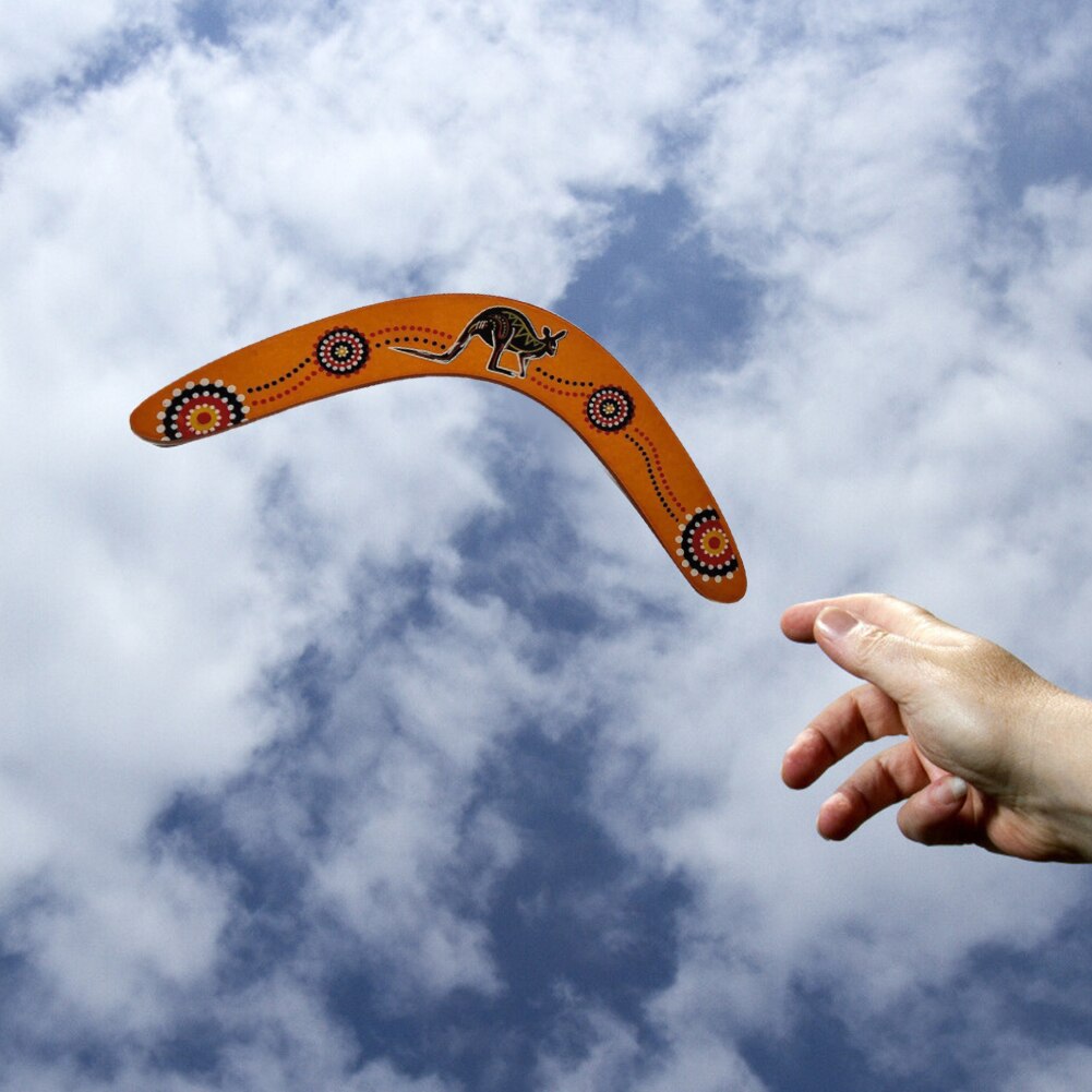 Wooden Kangaroo Throwback V Shaped Boomerang Flying Disc Throw Catch Outdoor Sports Game Toys