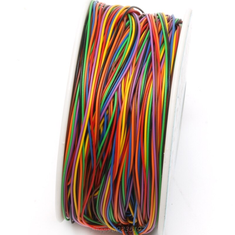 One Roll 8 Colors 30AWG Wire Wrapping Wire, Tinned Copper Solid, PVC insulation Jy22 20