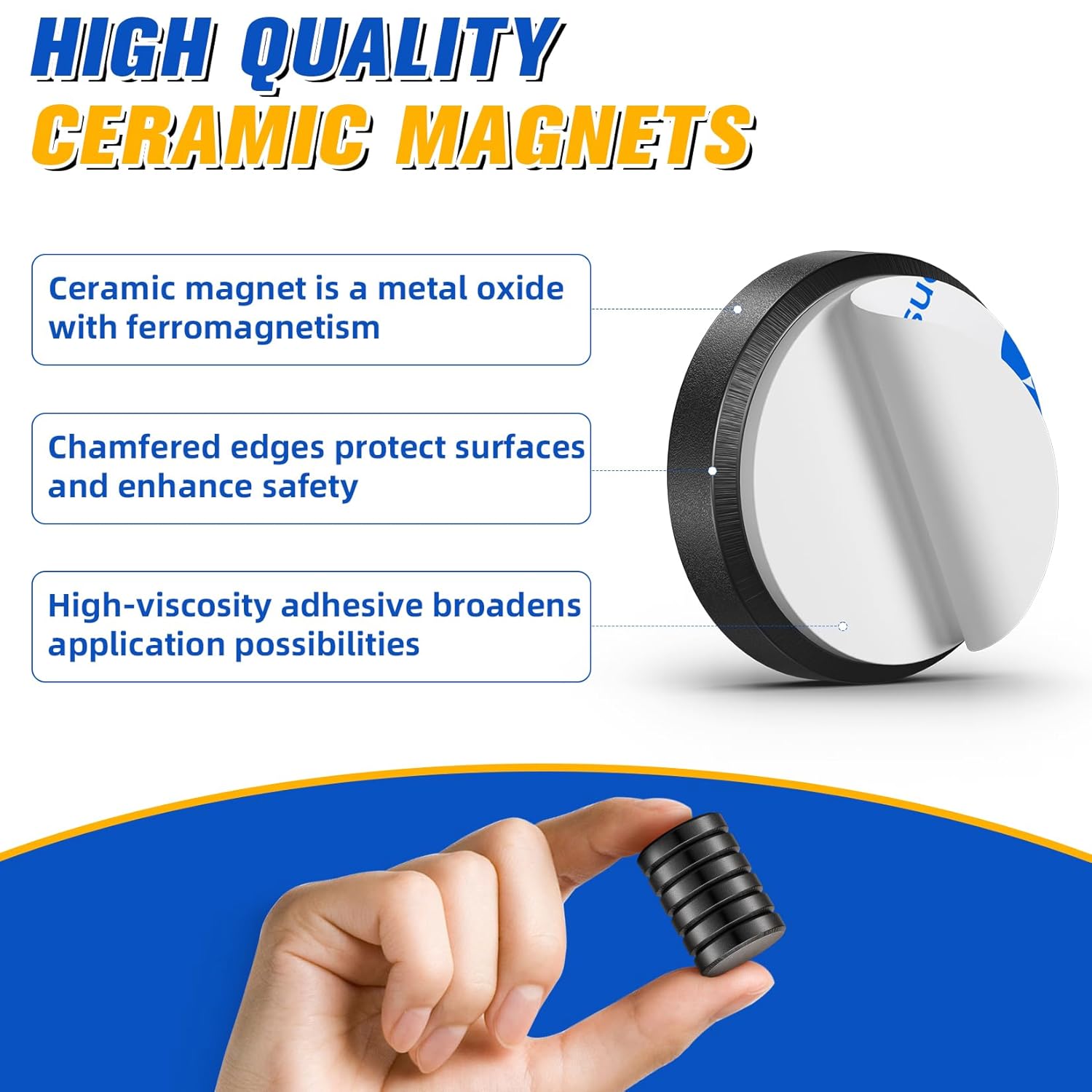 Ceramic Magnets, Small Round Disc for Crafts, DIY, Science, Hobbies, Projects, Fridge - Flat Circle Ferrite Industrial Magnets