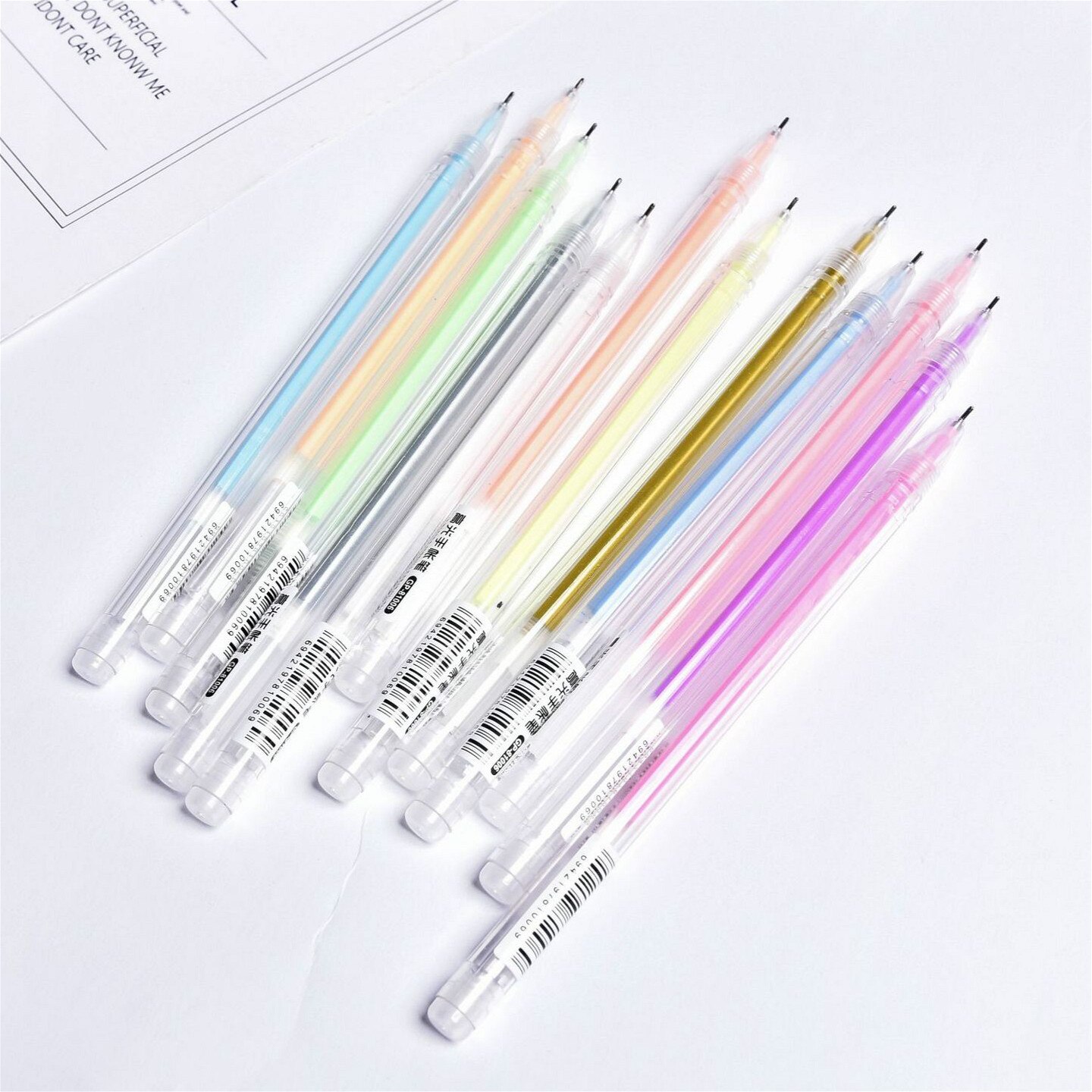 9Pcs 0.6Mm White Ink Gel Pen Highlight Marker Pen Fine Tip for Student Stationery Drawing Art Writing School Supplies