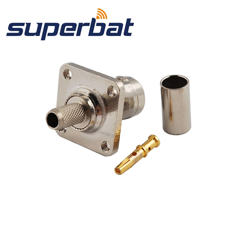 Superbat BNC Crimp Jack 4 Hole Panel Mount RF Coaxial Connector for Cable LMR195/RG58 RG142