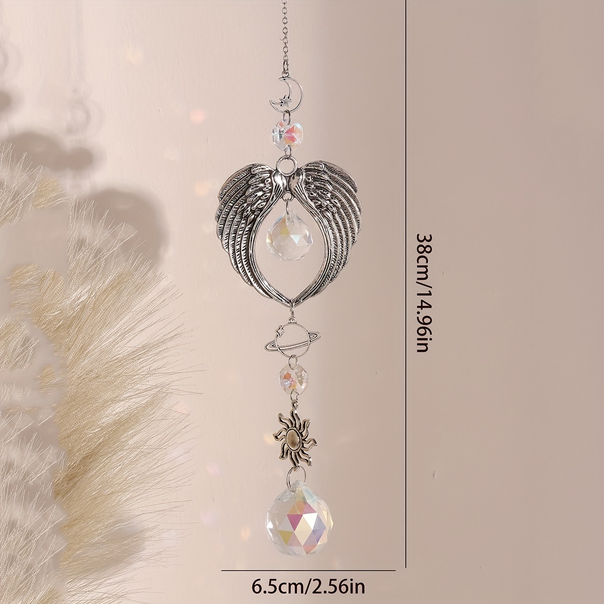 1pc kristalliseos roikkuva koriste enkelin siivet koti puutarhanhoito koristeellinen lasi prisma tuulikello