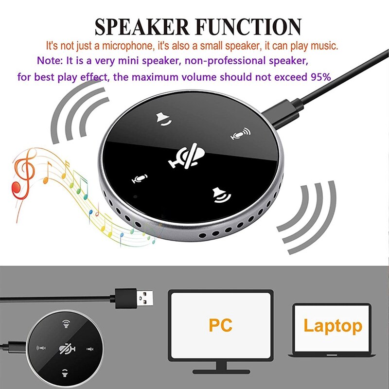 Usb Conferentie Microfoon Met Luidspreker, Pc Computer Condensator Microfoon Met Mute Knop En 360 ° Voice Pickup