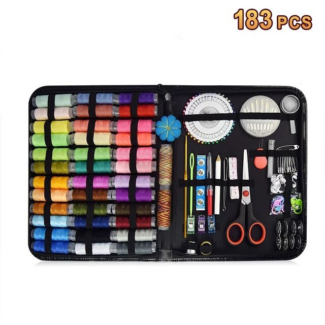 costurero Kits de costura 68-200 Uds Reparación de coser caja de mano aguja de patchwork hilo de costura bordado costura acessorios para costura: 183 PCS