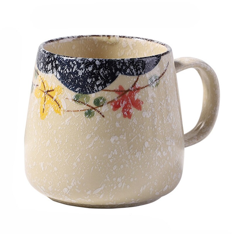 Taza de café Vintage, tazas únicas de cerámica de estilo Retro japonés, taza de desayuno de arcilla de cambio de horno de 380ml, para amigos: Style F