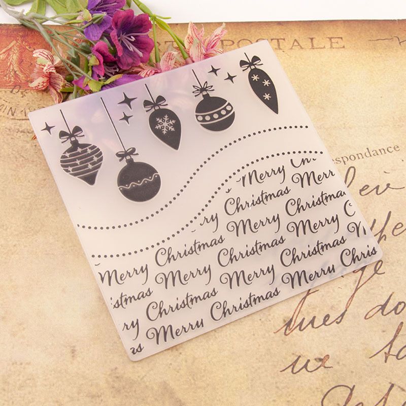 Merry Christmas Plastic Embossing Folder Template DIY Scrapbook Photo Album Card