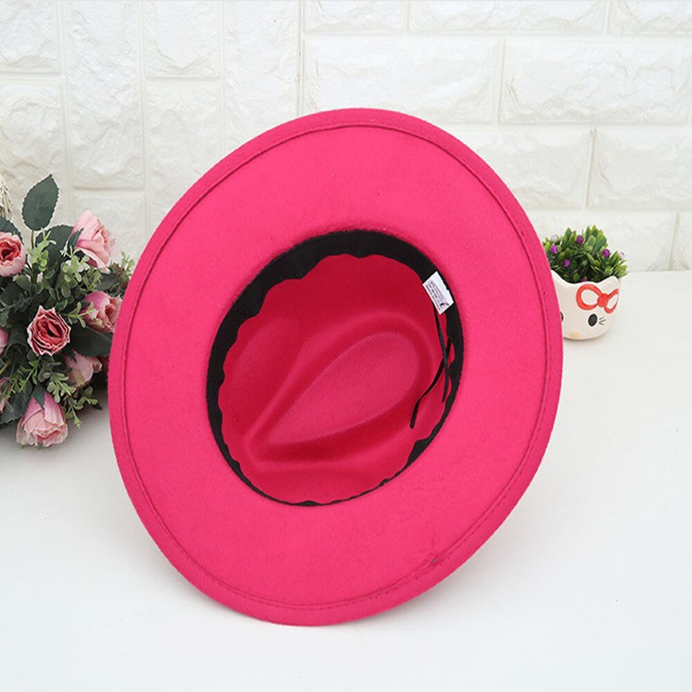 Classic British Fedora Hat Men Women Imitation Woolen Winter Felt Hats Black Wine Red Blue Jazz Hat Chapeau