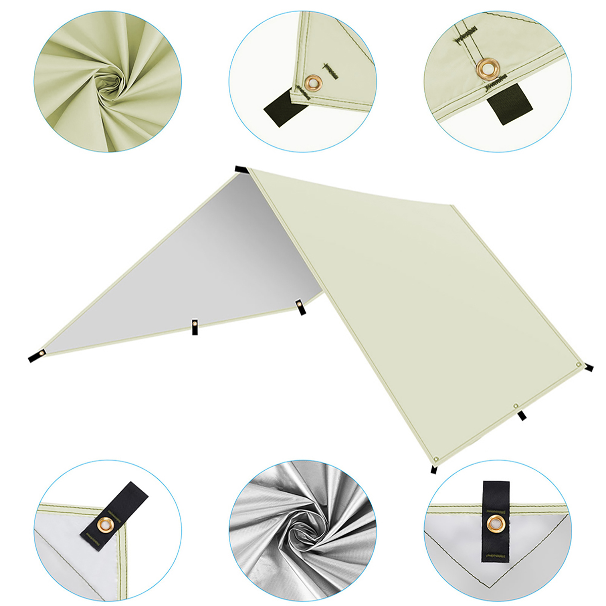 Camping tent, portable hammock tarp, upgraded polyester 3000mm awning, includes tent stakes and carrying bag, easy to set up
