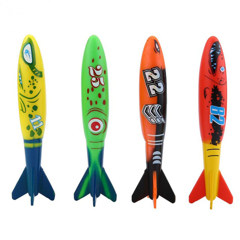 4 Pcs Rubber Swimming Pool Toys Diving Sport Outdoor Toypedo Bandits Play Water Fun Pool Fun Toys Games