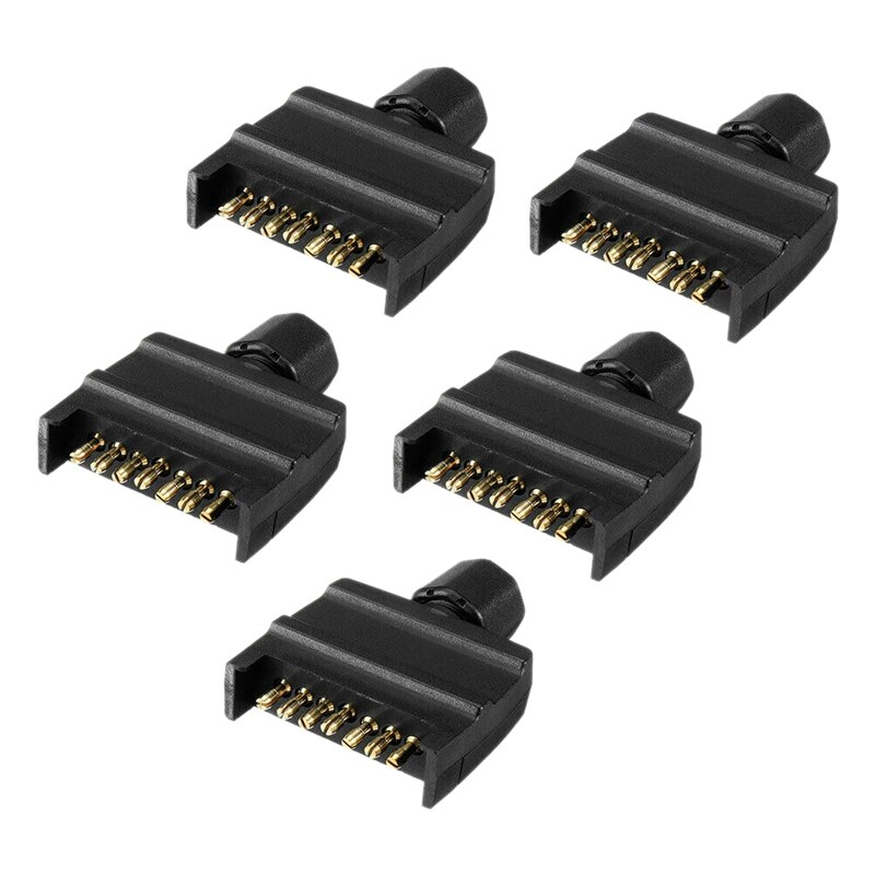 5 x prise de remorque 7 broches plat mâle Rectangle caravane remorque bateau remorque partie