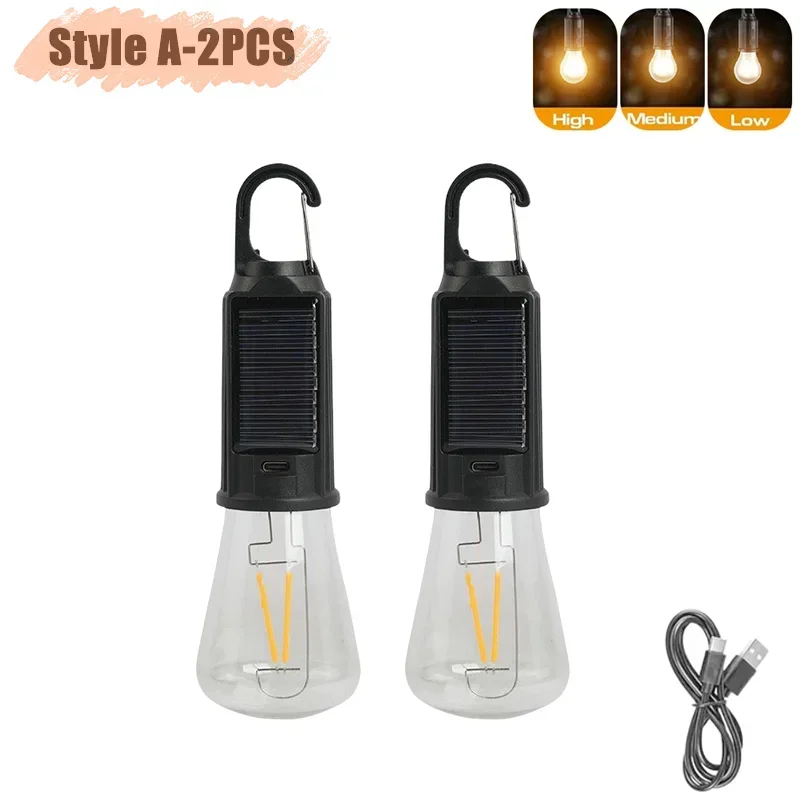 Linterna LED Solar portátil con 3 modos de luz Luz de emergencia al aire libre recargable por USB para acampar, senderismo, actividades de pesca: orange