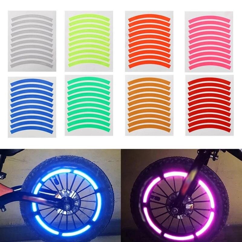 Pegatinas reflectantes para bicicleta de equilibrio para niños, calcomanías para rueda, apliques de advertencia para neumáticos, cinta de seguridad, accesorios para bicicleta, 10 Uds.