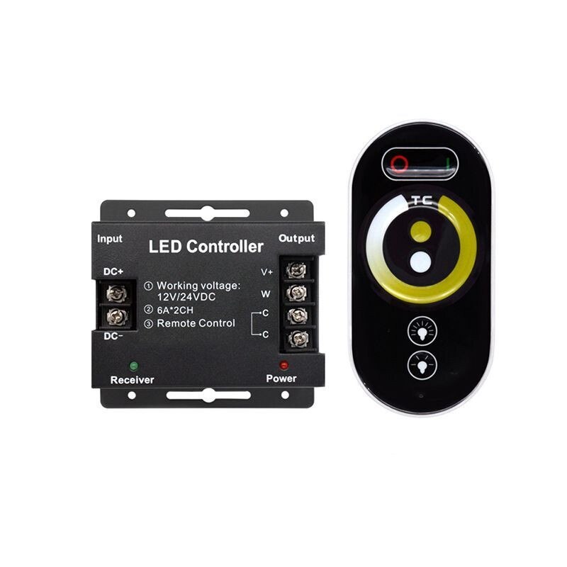 RF Touch Remote Control CT Controller DC12-24V Dual Color Temperature Remote Control LED Controller 2 Channels Wireless