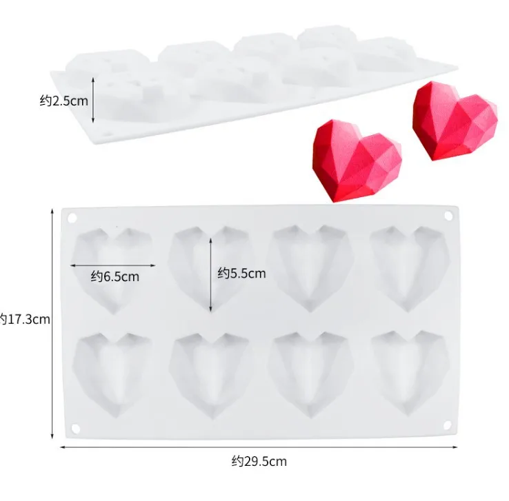 3D Geometric Cake Mold Heart Shaped Silicone Cake Mold With Mini Hammer Silicone Mousse/Chocolate Cakes Mould For Birthday