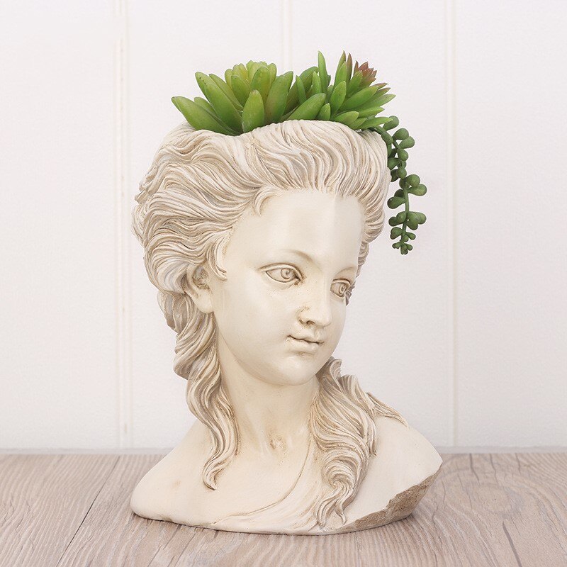 Maceta con cabeza de maceta para plantas suculentas, maceta de diosa griega para bonsái, macetas de jardín, artesanías de mano, decoración de escritorio para el hogar