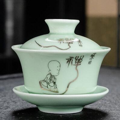 Dehua biała porcelana Gaiwan duży ceramiczny niebieski i biały Sancai przykrywka do filiżanki pojedyncza filiżanka Jingdezhen zestaw do parzenia herbaty: 9