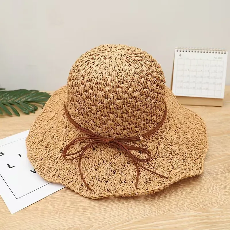 Straw Hat for Women Handmade Summer Hat Beach Travel Outdoor Summer Sun Hat Perfect for Panama Cap: Rosa