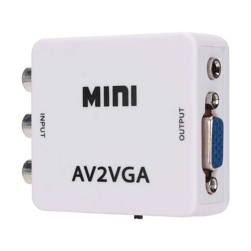 1080P Mini Video Convertor RCA AV to VGA Video Converter Conversor with 3.5mm Audio AV2VGA / CVBS + Audio to PC HDTV