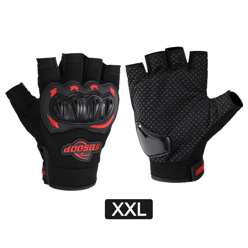 Motorcycle Half Finger Glove Motorbike Motocross Moto Hard Knuckle Fingerless Riding Biker Protective Gear gloves: R-XXL