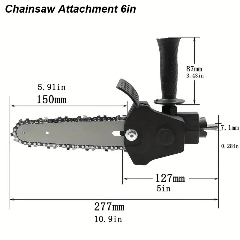 Kettensägenadapter, elektrische Bohrmaschine, Konverterkopf, Kettensäge, Friewood-Befestigung, Schneiden von Bäumen, Holzbearbeitung, Garten, Beschneidungswerkzeug: Schwarz
