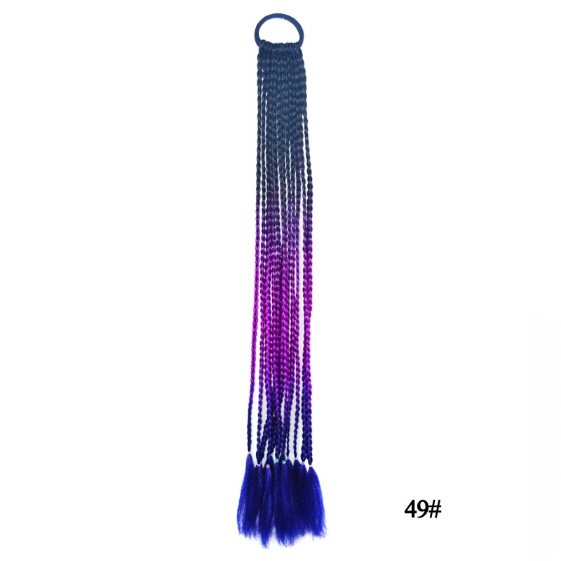 Queue de cheval synthétique colorée boîte droite tresse avec bande élastique queue de poney Extensions de cheveux accessoires de cheveux pour les femmes: 49