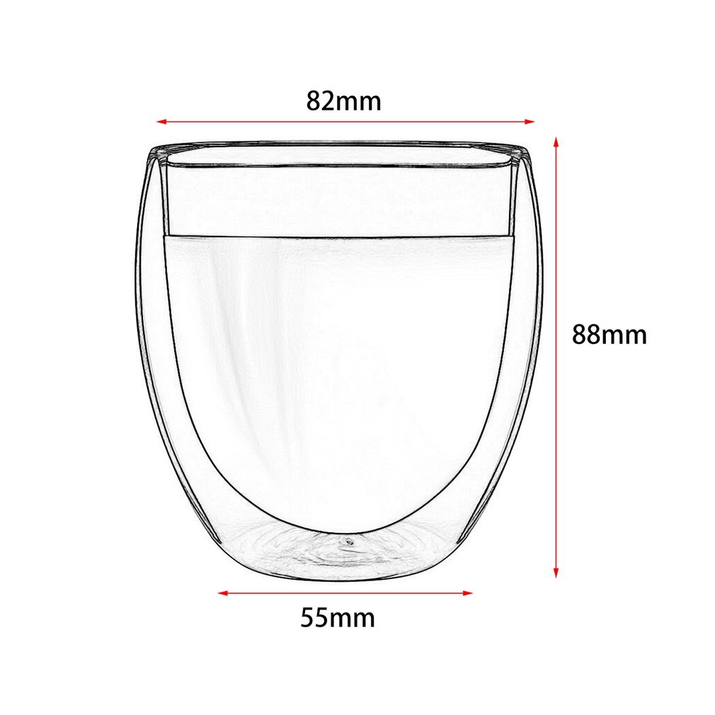 250ML Heat Resistant Double Wall Glass Cup Tea Drink Cup Handmade Insulated Clear Glass Transparent Egg Shape Water Glass