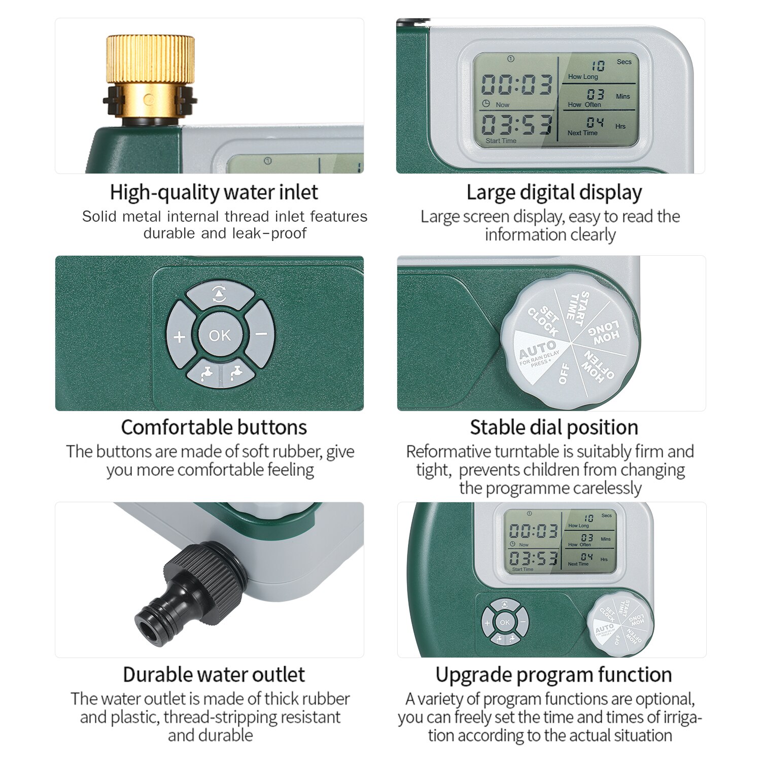 Digital slang kran timer utomhus batteridriven automatisk bevattning sprinklersystem bevattning controller med 2 uttag