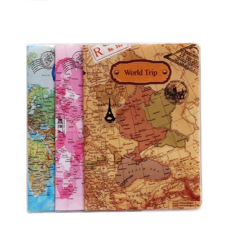 Nuovi accessori da viaggio mappa del viaggio del mondo copertine per passaporto di viaggio borsa per carta d'identità in pelle PVC porta passaporto portafogli passaporto N118
