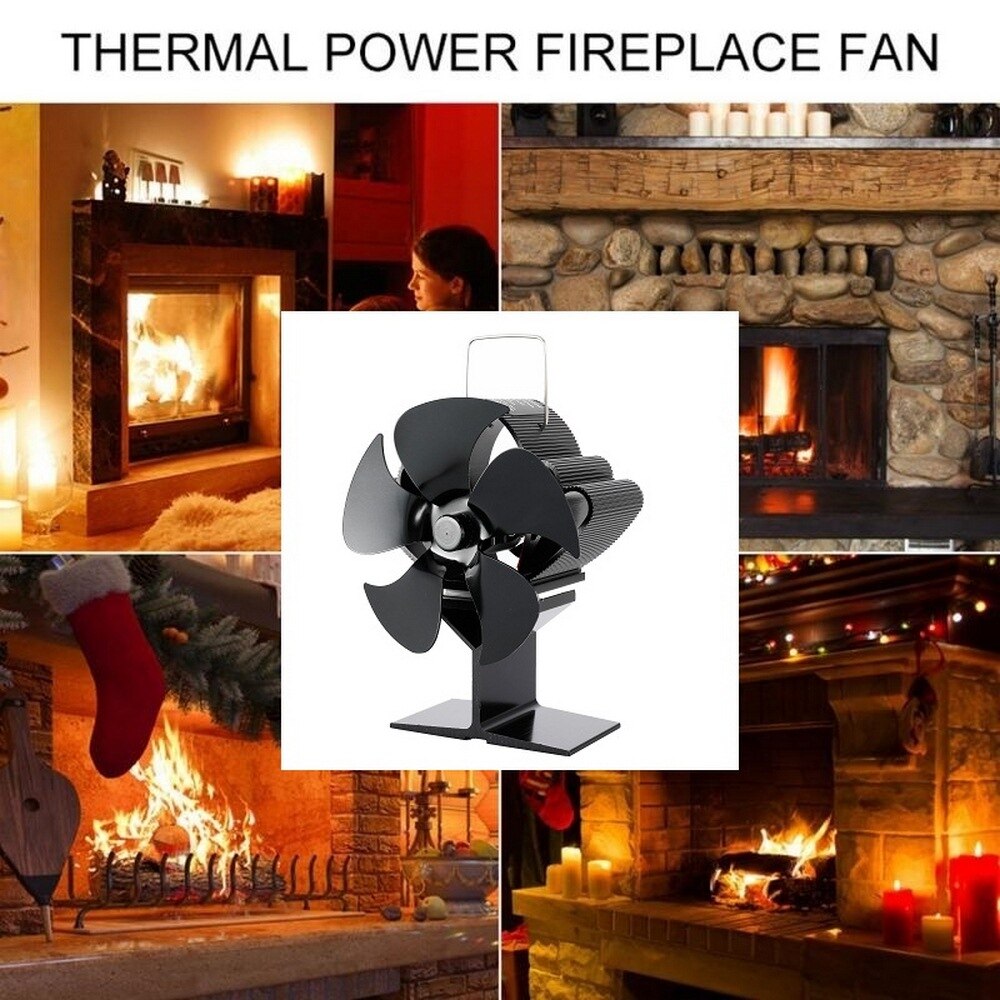 Wentylator kominkowy termoelektryczny automatycznie obracający się piec z pięcioma ostrzami wysokowydajny, swobodny montaż, napędzane ciepłem, ogrzewanie domowe