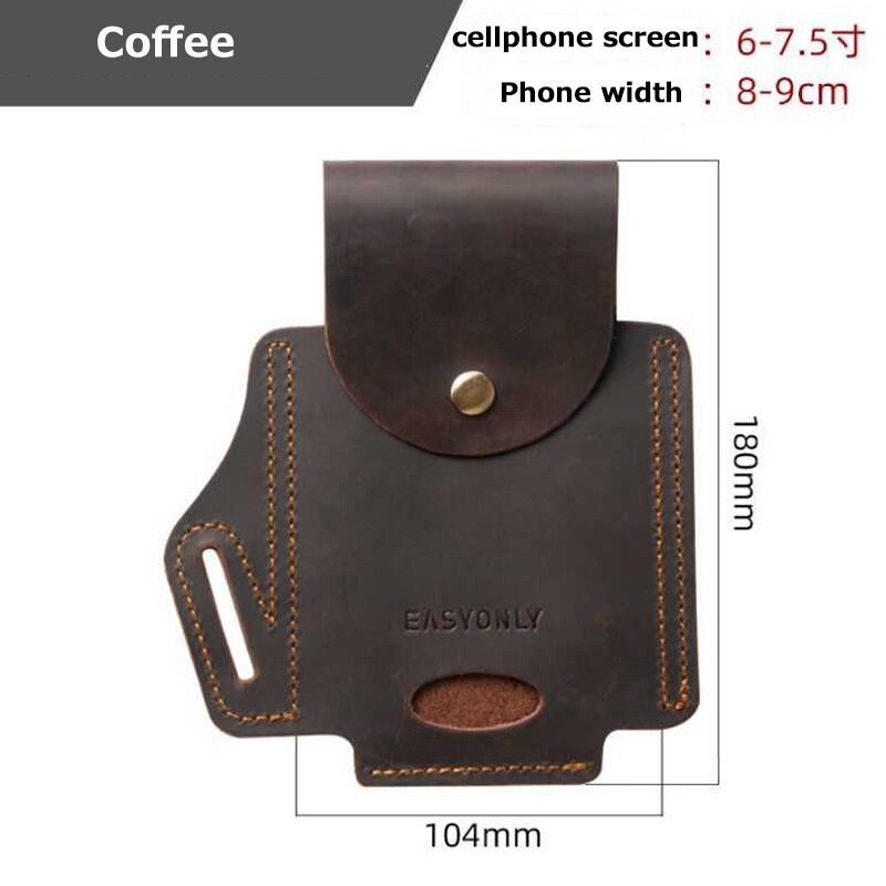 PU Leather Belt Clip Holster Case for 7.5 inch Mobile Phone Bag Waist Pack Mini Bags Cell Phone Accessories Covers: Coffee