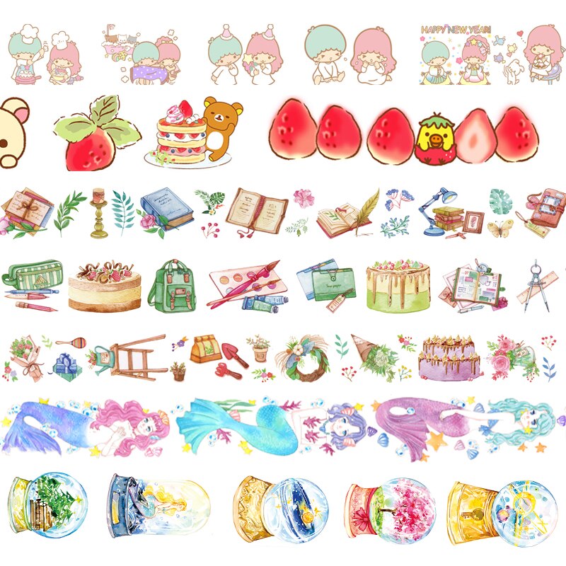 1 stk /1 mye washi maskeringstape havfrueblomst dekorativt selvklebende scrapbooking-papir japanske klistremerker 5m