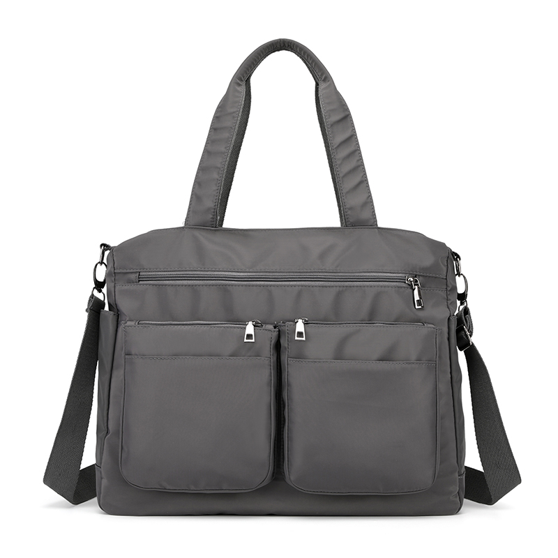 Bolso de mano Oxford impermeable para mujer, bolsa de hombro informal de nailon, de gran capacidad, de lona, con asa superior: Gris