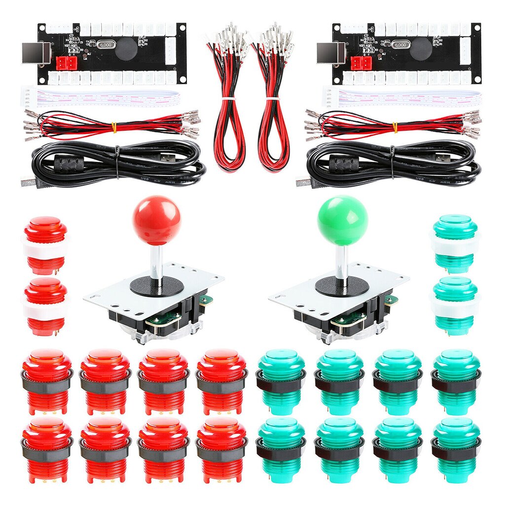 2 Speler Led Arcade Games Diy Onderdelen Kit Usb Controller Arcade Joystick Encoders + Arcade Joysticks + Knop Diy Computer kit