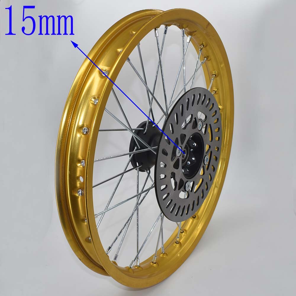 1.60X17 Inch Front Velgen Aluminium Plaat Velgen Met Schijfrem 1.60X17 "Inch Voor Klx crf Kayo Apollo Bse Pit Bike: 15mm Gold