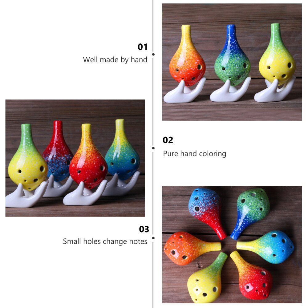 6PCS Bottle Style Ocarina - 6 Hole Ceramic Musical Instrument for Beginners